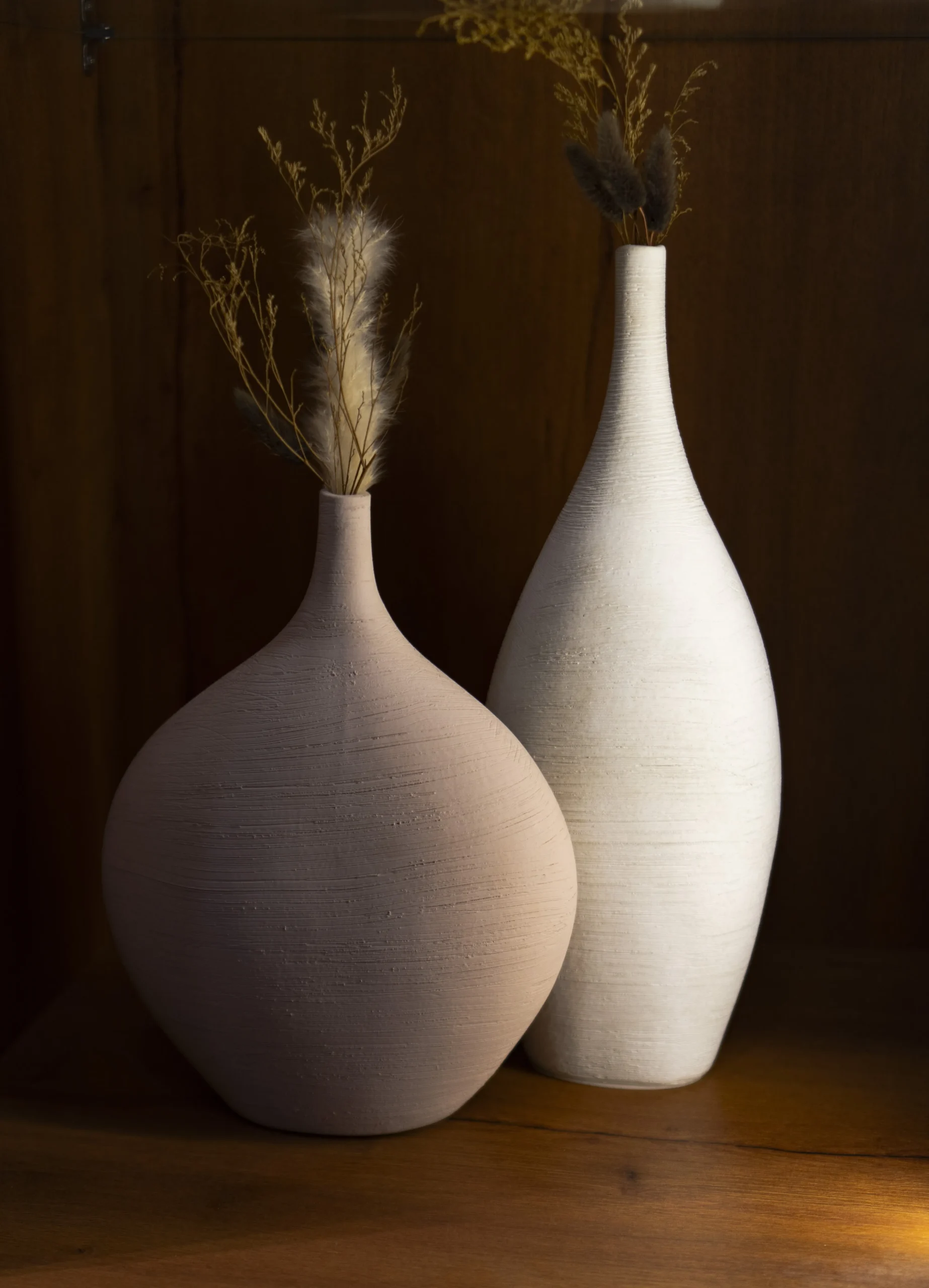 White Ceramic Dry Flower Vase (Pair)